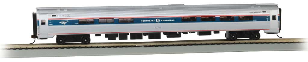 Amfleet 85' Cafe Diner - Ready to Run - Silver Series(R) -- Amtrak 43344 (Phase VI, Northeast Regional, silver, blue, red)
