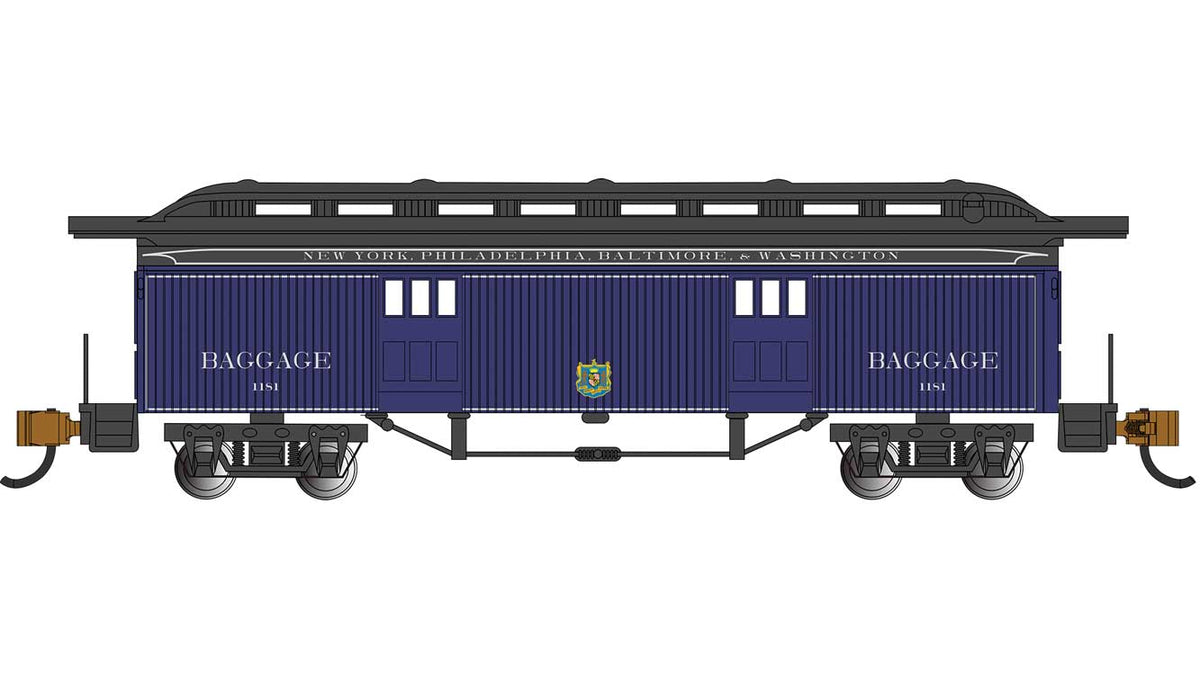 Old-Time Wood Baggage Car - Ready to Run -- Baltimore & Ohio #1181 (blue, gray)