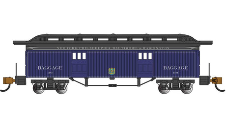 Old-Time Wood Baggage Car - Ready to Run -- Baltimore & Ohio #1181 (blue, gray)