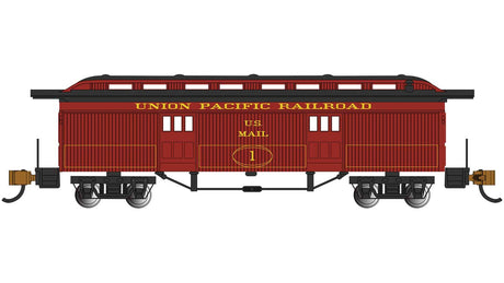 Old-Time Wood Baggage Car - Ready to Run -- Union Pacific #1 (red, yellow)