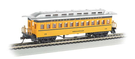 1860 - 1880 Wood Coach - Ready to Run - Silver Series(R) -- Durango & Silverton #257 "Shenandoah" (yellow, silver)