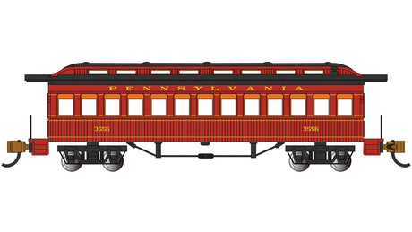 Old-Time Wood Coach - Ready to Run -- Pennsylvania Railroad #3556 (red, black)