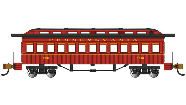 Old-Time Wood Coach - Ready to Run -- Pennsylvania Railroad #3556 (red, black)