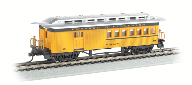 1860 - 1880 Wood Combine - Ready to Run - Silver Series(R) -- Durango & Silverton #213 "Home Ranch" (yellow, black, silver)-1