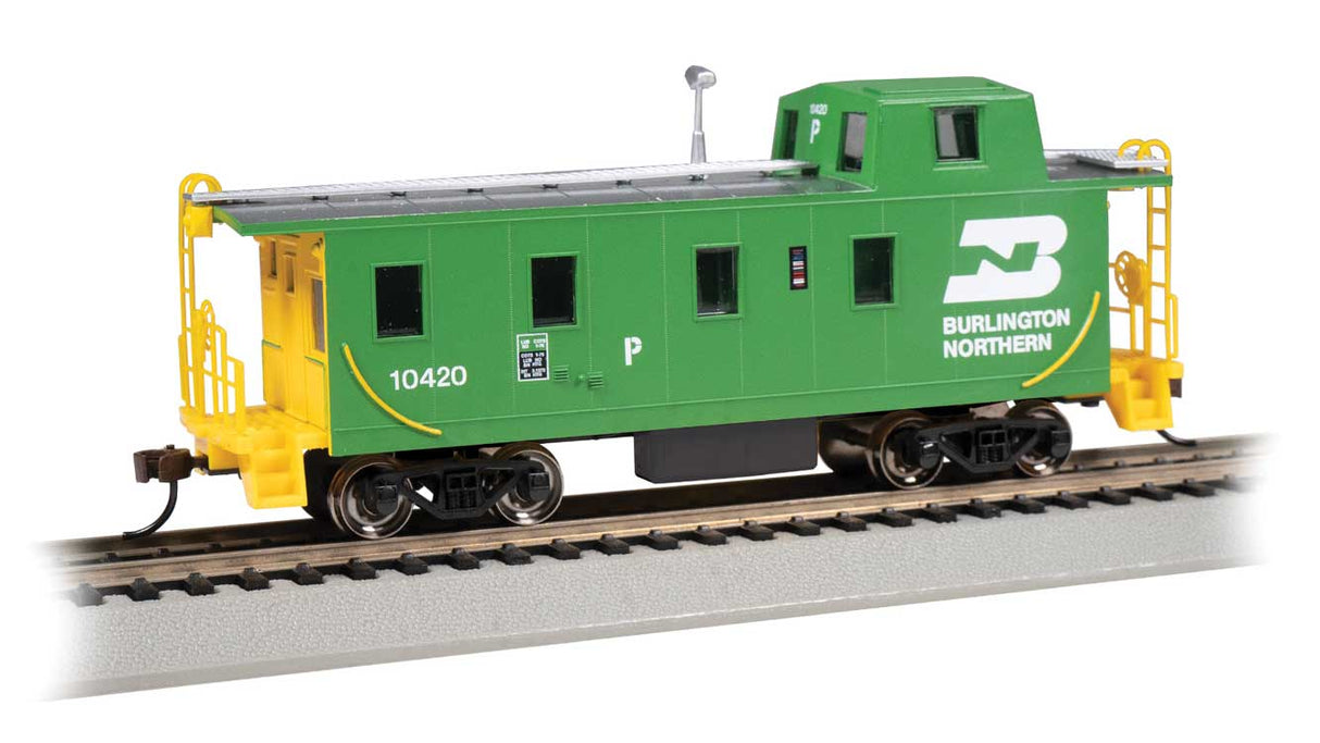 Slanted Offset-Cupola Caboose - Ready to Run -- Burlington Northern #10420 (Cascade Green, yellow, white)