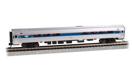 Budd Amfleet I Cafe Diner with Lighting - Ready to Run -- Amtrak (Phase VI, silver, blue, red, white)