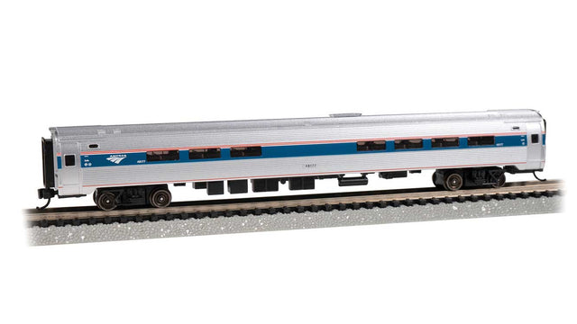 Budd Amfleet I Cafe Diner with Lighting - Ready to Run -- Amtrak (Phase VI, silver, blue, red, white)