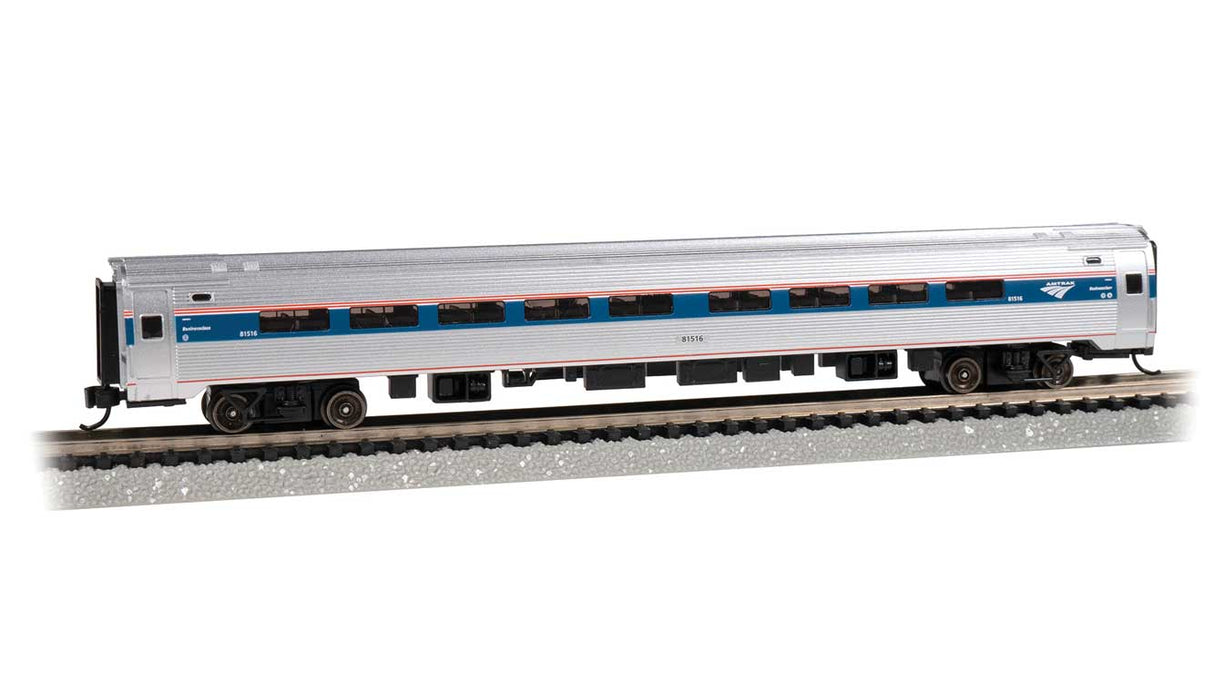 Budd Amfleet I Coach with Lighting - Ready to Run -- Amtrak 81516 (Phase VI, silver, blue, red, white, Business Class)