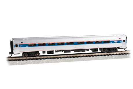 Amfleet I Coach with Lighting - Ready to Run -- Amtrak #82768 (Phase VI, silver, blue, red, white)