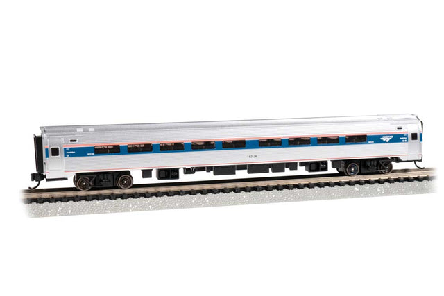 Amfleet I Coach with Lighting - Ready to Run -- Amtrak #82768 (Phase VI, silver, blue, red, white)