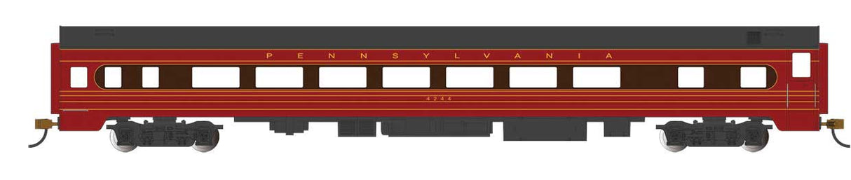 85' Smooth-Side Coach with Interior Lights - Ready to Run -- Pennsylvania Railroad #1 (Fleet of Modernism; Tuscan, red, black)-1
