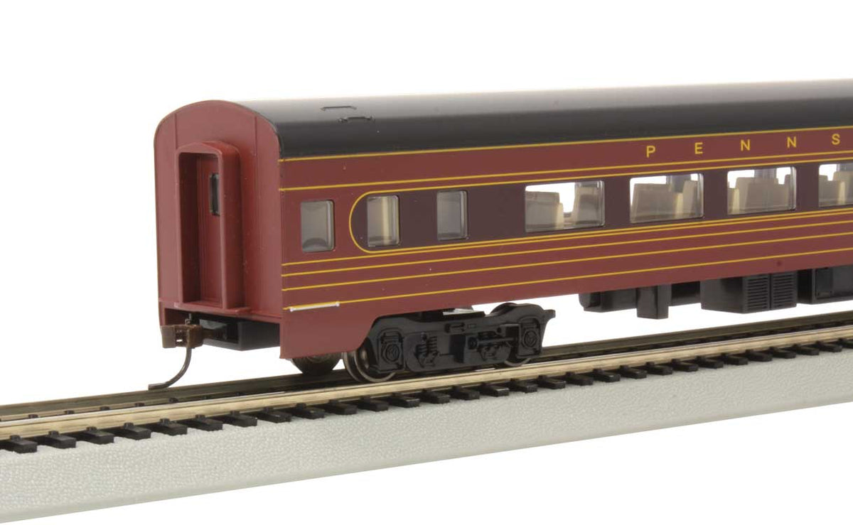 85' Smooth-Side Coach with Interior Lights - Ready to Run -- Pennsylvania Railroad #4263 (Fleet of Modernism; Tuscan, red, black)-3
