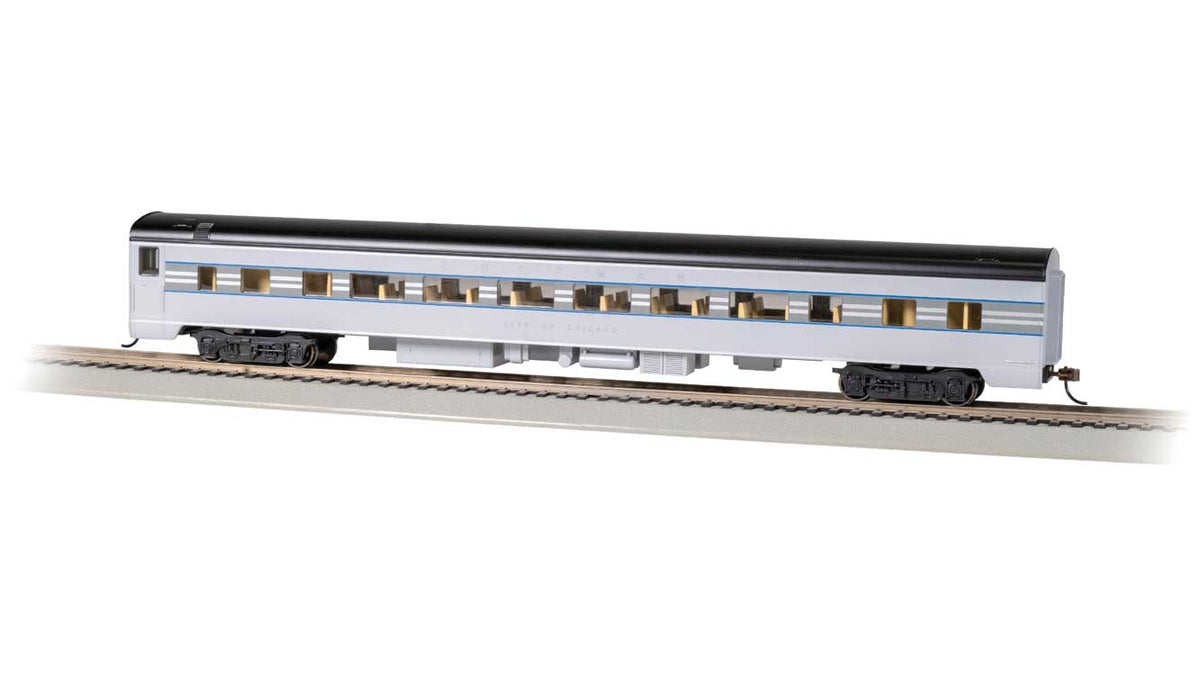 85' Smooth-Side Coach - Lighted - Ready to Run -- New York Central City of Chicago (1938 20th Century Scheme, 2-Tone Gray, blu