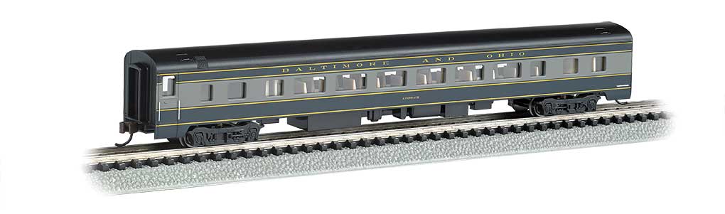 85' Smooth-Side Coach w/Lighting - Ready to Run -- Baltimore & Ohio (blue, gray, black)