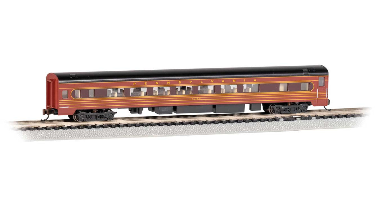 85' Smooth-Side Coach with Interior Lighting - Ready to Run -- Pennsylvania Railroad #4264 (Fleet of Modernism, brown, Tuscan)