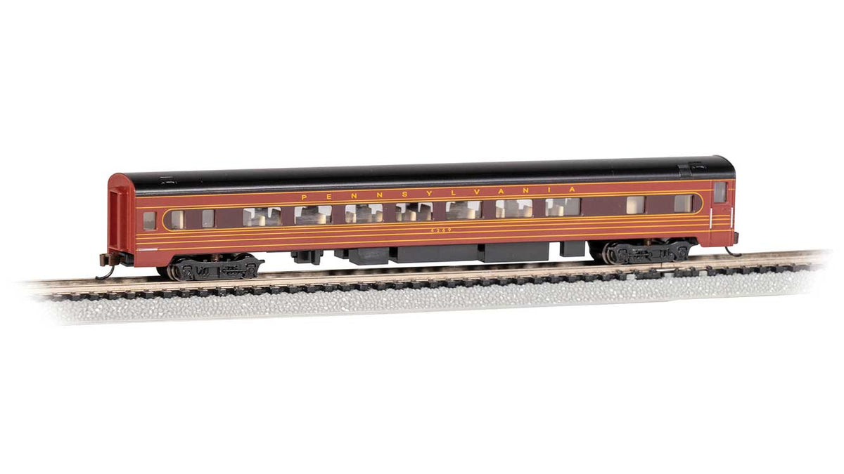 85' Smooth-Side Coach with Interior Lighting - Ready to Run -- Pennsylvania Railroad #4269 (Fleet of Modernism, brown, Tuscan)