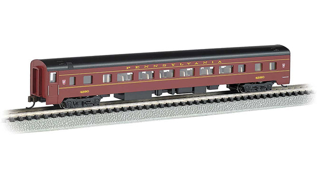 85' Smooth-Side Coach with Lights - Ready-to-Run - Silver Series(R) -- Pennsylvania Railroad #4280 (Tuscan, black)