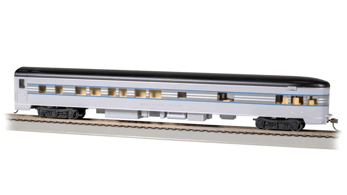 85' Smooth-Side Observation - Lighted - Ready to Run -- New York Central "Manhattan Island" (1938 20th Century, 2-Tone Gray, blue)