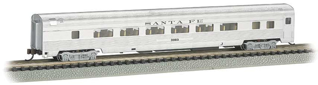 85' Fluted-Side Coach with Interior Lighting - Ready-to-Run -- Atchison, Topeka & Santa Fe #3083 (silver)
