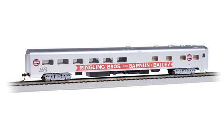 85' Smooth-Side Diner w/Lights - Ready to Run -- Ringling Bros. and Barnum & Bailey #60012 (Red Unit Pie Car, silver, red)