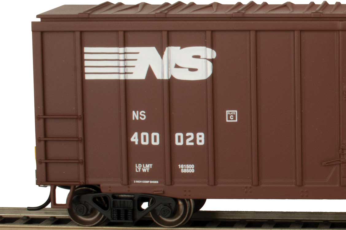 ACF 50'6" Outside-Braced Boxcar - Flashing Rear End Device - Ready-to-Run -- Norfolk Southern #400028 (Boxcar Red)-3