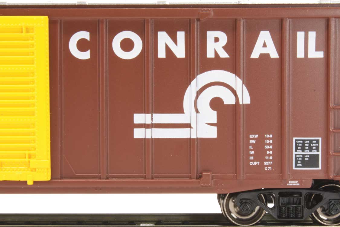 ACF 50'6" Outside-Braced Boxcar - Flashing Rear End Device - Ready-to-Run -- Conrail #166313 (Boxcar Red, white)-3