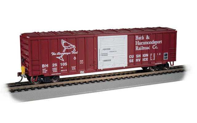 ACF 50'6" Outside-Braced Boxcar - Flashing Rear End Device - Ready to Run -- Bath & Hammondsport #25105 (purple, white)