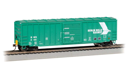 ACF 50'6" Outside-Braced Boxcar - Flashing Rear End Device - Ready to Run -- Berlin Mills Railway BMS #266 (Teal, white)