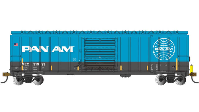 ACF 50'6" Outside-Braced Boxcar - Flashing Rear End Device - Ready to Run -- Pan Am Railways #31993 (blue, white)