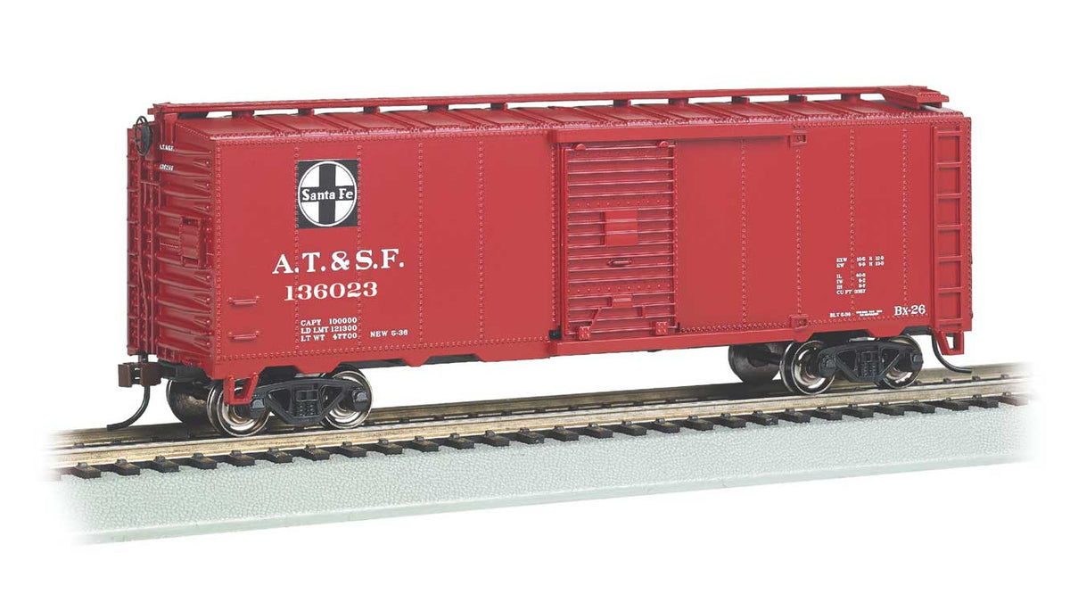 Steam-Era 40' Steel Boxcar - Ready to Run - Silver Series(R) -- Santa Fe #136023 (Boxcar Red, black, white, Square Logo)