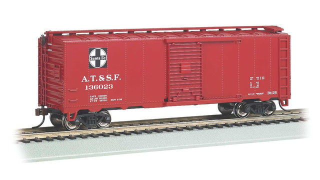 Steam-Era 40' Steel Boxcar - Ready to Run - Silver Series(R) -- Santa Fe #136023 (Boxcar Red, black, white, Square Logo)