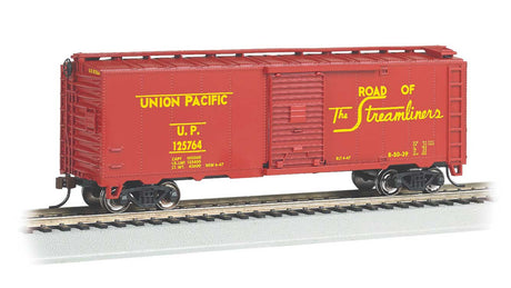Steam-Era 40' Steel Boxcar - Ready to Run - Silver Series(R) -- Union Pacific #125764 (Boxcar Red, yellow, Streamliners Slogan)