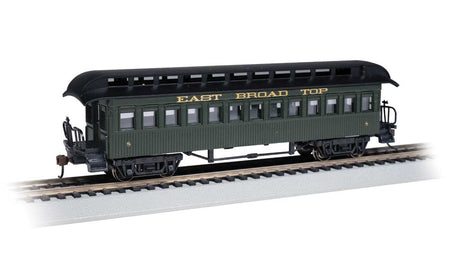 Old Time Wood Coach with Round-End Clerestory Roof - Ready to Run -- East Broad Top (green, gray)