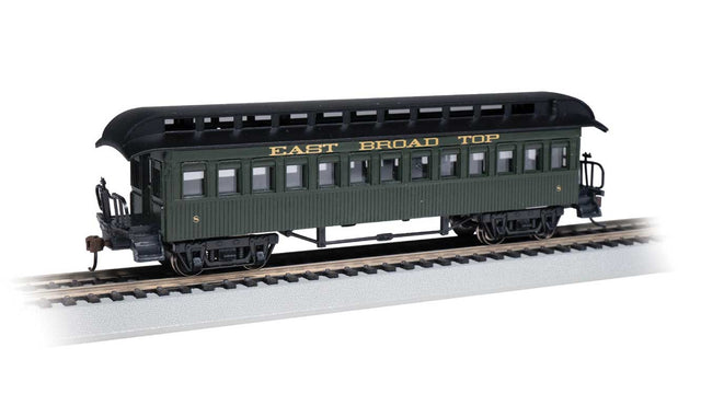Old Time Wood Coach with Round-End Clerestory Roof - Ready to Run -- East Broad Top (green, gray)