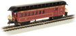 Old-Time Wood Combine with Round-End Clerestory Roof - Ready to Run -- Atchison, Topeka & Sante Fe #24 (Boxcar Red, black)