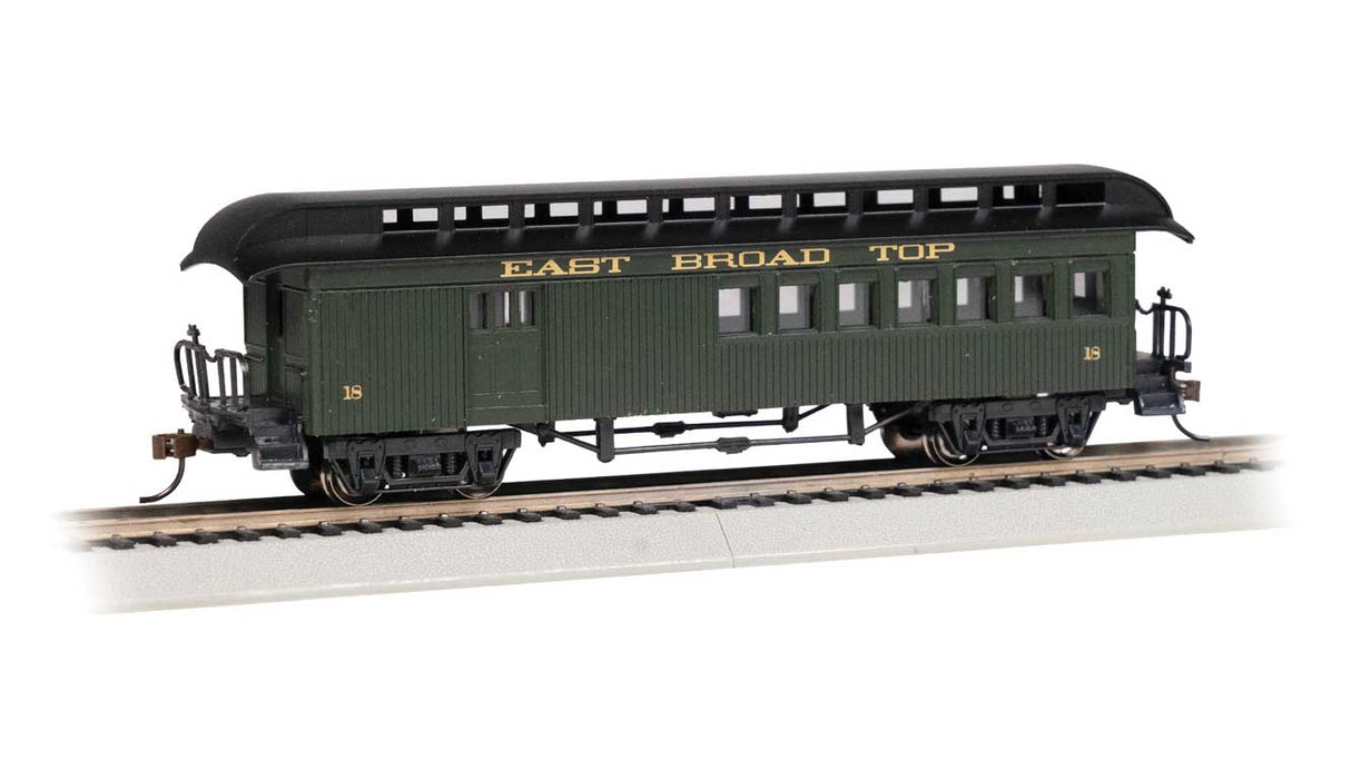 Old Time Wood Combine with Round-End Clerestory Roof - Ready to Run -- East Broad Top (green, gray)