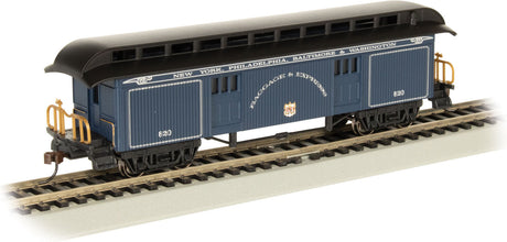 Old-Time Wood Baggage with Round-End Clerestory Roof - Ready to Run -- Baltimore & Ohio (Royal Blue Scheme, blue, black)