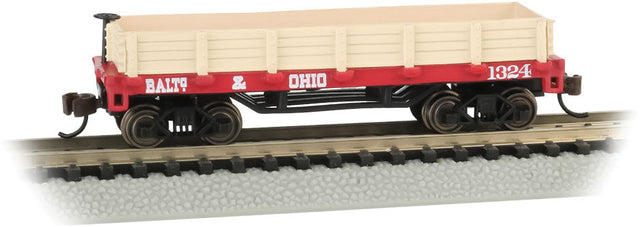 Old-Time Wood Gondola - Ready to Run -- Baltimore & Ohio #1324 (red)