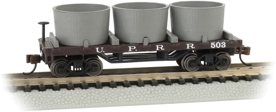 Old-Time Wood Tank Car with 3 Tanks - Ready to Run -- Union Pacific 503 (Boxcar Red)