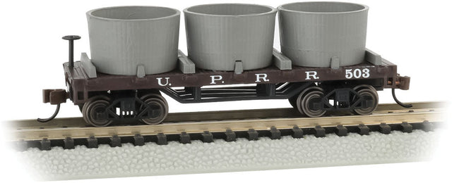 Old-Time Wood Tank Car with 3 Tanks - Ready to Run -- Union Pacific 503 (Boxcar Red)
