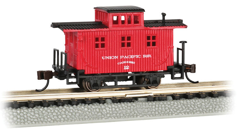 Old-Time Wood Bobber Caboose - Ready to Run -- Union Pacific #12 (Boxcar Red)