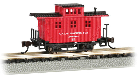 Old-Time Wood Bobber Caboose - Ready to Run -- Union Pacific #12 (Boxcar Red)