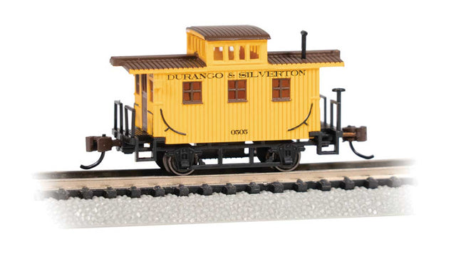 Old-Time Wood Bobber Caboose - Ready to Run -- Durango & Silverton (yellow, Boxcar Red)