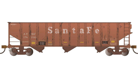 Bethlehem Steel 3-Bay 100-Ton Open Hopper - Ready to Run - Silver Series(R) -- Santa Fe #178769 (Weathered, Boxcar Red, yellow conspicuity marks)