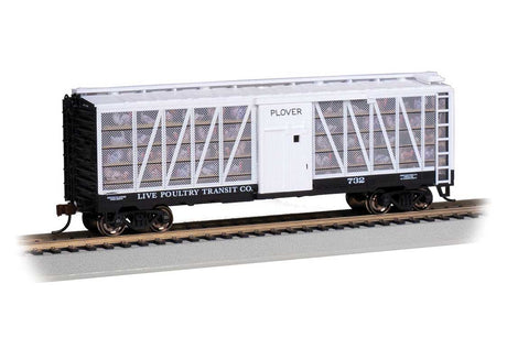 Poultry Stock Car with Turkeys - Ready to Run -- Live Poultry Transit #732 (Plover; white, black)