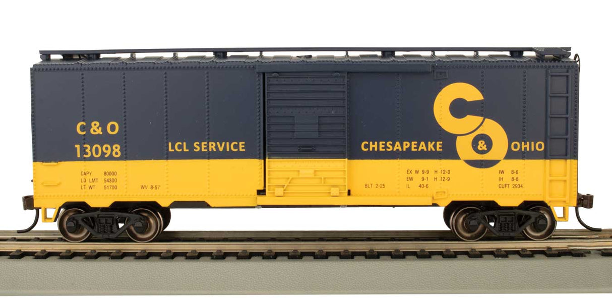 Pullman-Standard PS-1 40' Steel Boxcar - Ready to Run - Silver Series(R) -- Chesapeake & Ohio #13098 (blue, yellow; Large C&O Logo, LCL)-2