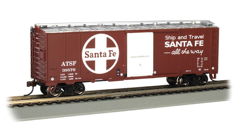 Pullman-Standard PS-1 40' Steel Boxcar - Ready to Run - Silver Series(R) -- Santa Fe #139876 (Boxcar Red, white; Large Logo, Flour Service, Ship & Trave
