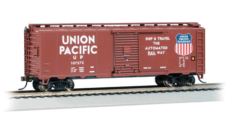Pullman-Standard PS-1 40' Steel Boxcar - Ready to Run - Silver Series(R) -- Union Pacific #107272 (Boxcar Red, white, Color Shield, Automated Slogan)