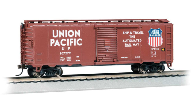 Pullman-Standard PS-1 40' Steel Boxcar - Ready to Run - Silver Series(R) -- Union Pacific #107272 (Boxcar Red, white, Color Shield, Automated Slogan)
