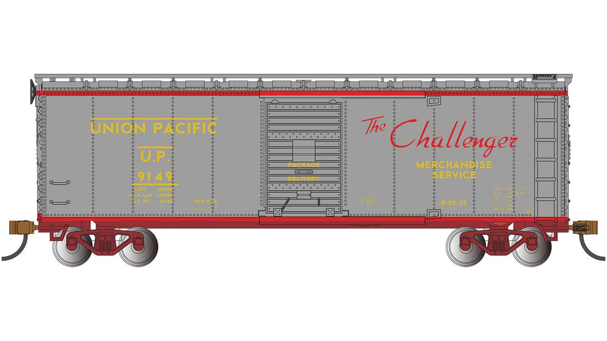 Pullman-Standard PS-1 40' Steel Boxcar - Ready to Run - Silver Series(R) -- Union Pacific #9149 (Challenger Merchandise, gray, red, yellow)